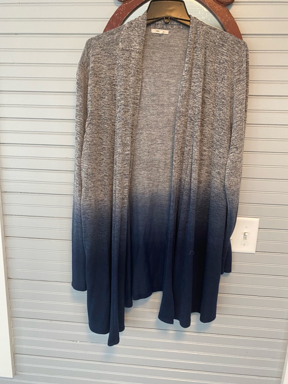 Gray to Navy Ombre Open Cardigan